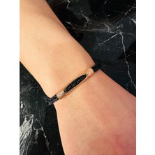 Moda Kulesi Mücevherat Gümüş Erkek Bileklik ,Rose Altın Kaplama ,Deri Örgü El Yapımı  Işıltılı Desen, Şık Takı Kişiye Özel Hediye