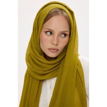 Freya Müslin Yağ Yeşil Püsküllü Bürümcük Pamuklu Şal