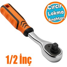 Cırcır Kol Lokma Anahtarı Profesyonel 1/2'' Ergonomik Kaymaz Saplı Dayanıklı Krom Kaplama