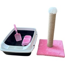 Chittoshop Kedi Tuvaleti Pembe ve Tırmalama Tahtası 47 cm