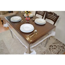 Beyaz Dantelli Şeffaf Pvc Masa Örtüsü 150X110