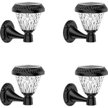 4 Adet Kumandalı Güneş Enerjili Solar Duvar Bahçe LED Aydınlatma Armatürü Rgb + Beyaz + Gün Işığı