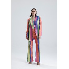 Abiye Takım Elbise | Ceket | Pantolon | Büstiyer 3 Lü Takım TK34264 Gökkuşağı