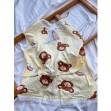Ayıcık Desen Ip Askılı Şortlu Pijama T.