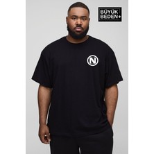 Süperlife Erkek Büyük Beden N Baskılı Bisiklet Yaka Tshırt SPR25BTS902