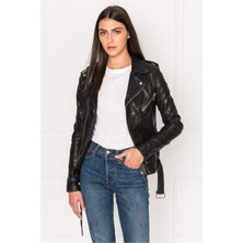 Deri Work Hakiki Deri Siyah Rhoda Kadın Ceket