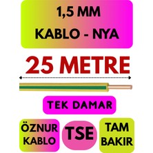 Öznur 1,5 mm Nya Kablo Metre Seçenekli (Sarı-Yeşil)