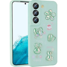 Galaxy S21 Fe Kılıf Kabartma Figürlü Parlak Arth Toys Silikon Kapak-Açık Yeşil