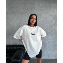 Unisex Sırt Kanat Angel Baskılı Baskılı Kısa Kol %100 Pamuk T-Shirt