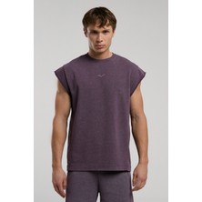 Everlast Bronx 1910 Oversize Yıkamalı Mor Erkek Kolsuz Sweatshirt