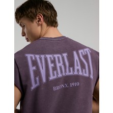Everlast Bronx 1910 Oversize Yıkamalı Mor Erkek Kolsuz Sweatshirt