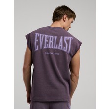 Everlast Bronx 1910 Oversize Yıkamalı Mor Erkek Kolsuz Sweatshirt