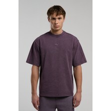 Everlast Bronx 1910 Oversize Yıkamalı Mor Erkek Tişört