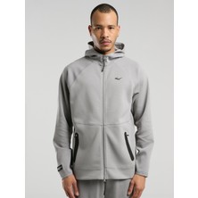 Everlast Champions Collection Gri Erkek Yüksek Yaka Full Zip Kapüşonlu Sweatshirt