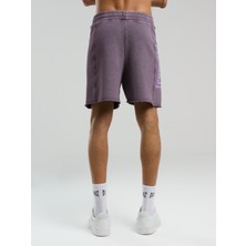 Everlast Bronx 1910 Yıkamalı mor erkek şort