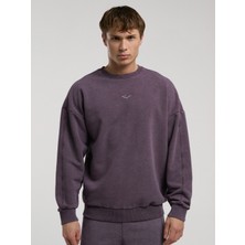 Everlast Bronx 1910  Yıkamalı Mor Erkek Sweatshirt