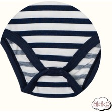 Kısa Kol Bebek Badi Çizgili Yengeç Detaylı Çıtçıtlı Unisex Bebek Yenidoğan Badi 0-1 Yaş Zıbın