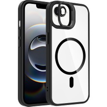 Iphone 16E Kılıf Kamera Korumalı Magsafe Şeffaf Renkli Kenar Standlı + Lens Koruyucu