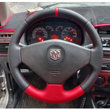Fiat Palio Albea Araca Özgü Dikmeli Direksiyon Kılıfı Kırmızı Nokta Karbon