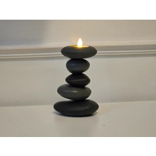 🪨 Zen Taşı Şeklinde Tealight LED Dekoratif Mum – Doğanın Sakinliğiyle Işıldayın