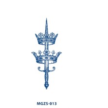 Tattoo MGZS-013 Yarı Kalıcı Kılıç ve Kral Kraliçe Tacı Desen Dövme