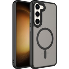 Mastersonic Galaxy S23 Kılıf Mat Arka Yüzey Wireless Şarj Özellikli Mtsc Flet Magsafe Kapak-Siyah