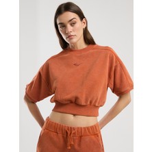 Everlast Bronx 1910 Oversize Turuncu Crop Kadın Kısa Kollu  Sweatshirt