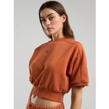 Everlast Bronx 1910 Oversize Turuncu Crop Kadın Kısa Kollu  Sweatshirt
