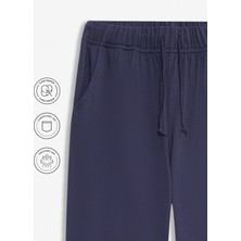 Elemge %100 Pamuk Premium Kumaş Pijama Altı Lacivert  Regular Fit Beli Lastikli Ipli Cepli Terletmez Esnek Erkek Rahat Kesim