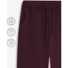 Elemge %100 Pamuk Premium Kumaş Erkek Pijama Altı Bordo Relax Fit Beli Ipli Cepli Lastikli Terletmez Esnek Rahat Kesim Nefes Alan Regular