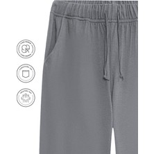 Elemge %100 Pamuk Premium Kumaş Erkek Pijama Altı Gri Relax Fit Beli Ipli Cepli Lastikli Terletmez Esnek Rahat Kesim Nefes Alan Regular