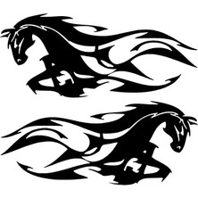 Alevli At Oto Özel Yeni Sticker Siyah 30 x 27 cm