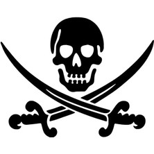 Korsan Flaması Oto Özel Yeni Sticker Siyah 25 x 20 cm