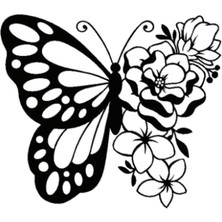 Çiçek Kelebek Oto Özel Yeni Sticker 25 x 22 cm