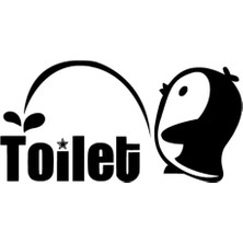 Penguen Tuvalet Oto Özel Yeni Sticker Siyah 30 x 15 cm