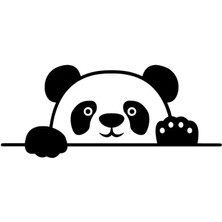 Camdan Bakan Panda Oto Özel Yeni Sticker Siyah 30 x 12 cm