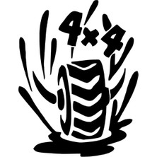 4x4 Çamurlu Tekerlek Oto Özel Yeni Sticker Siyah 25 x 32 cm