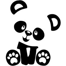 Sevimli Panda Oto Özel Yeni Sticker Siyah 25 x 30 cm