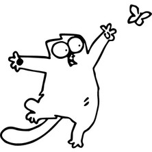 Kelebek Kovalayan Kedi Oto Özel Yeni Sticker Siyah 25 x 25 cm
