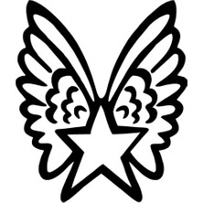 Kanatlı Yıldız Oto Özel Yeni Sticker Siyah 25 x 30 cm