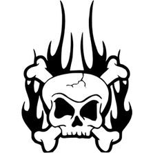 Alevli Kurukafa Oto Özel Yeni Sticker Siyah 20 x 28 cm