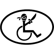 Engelli Amblemi Kurukafa Oto Özel Yeni Sticker Siyah 30 x 18 cm