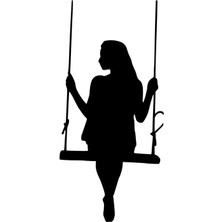 Salıncaktaki Kız Oto Özel Yeni Sticker Siyah 15 x 30 cm