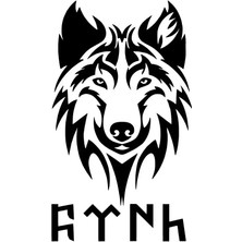 Bozkurt ve Göktürkçe Türk Yazısı Oto Özel Yeni Sticker Siyah 25 x 32 cm