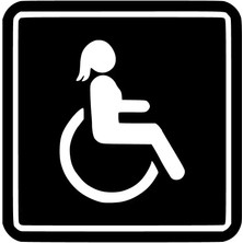 Engelli Amblemi Bayan Oto Özel Yeni Sticker Siyah 30 x 30 cm