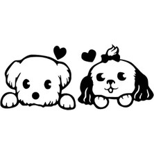Sevimli Köpekler Oto Özel Yeni Sticker Siyah 30 x 12 cm