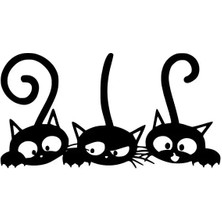 Sevimli Kediler Oto Özel Yeni Sticker Siyah 30 x 15 cm