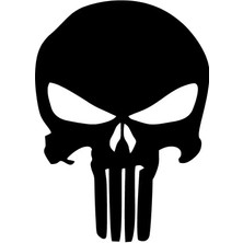 Punisher Kafa Oto Özel Yeni Sticker Siyah 25 x 35 cm