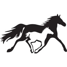 At ve Yavrusu Model 2 Oto Özel Yeni Sticker 30 x 18 cm