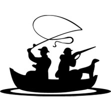 Balık Tutan Avcılar Oto Özel Yeni Sticker Siyah 25 x 17 cm